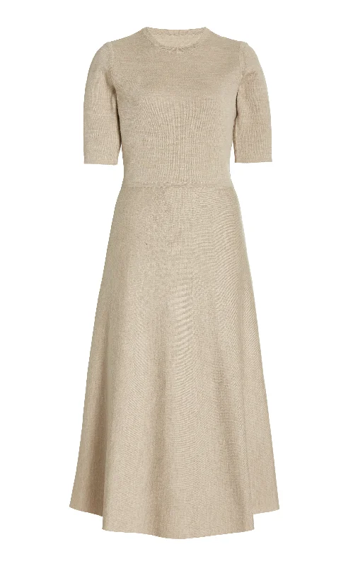 Lowest Price Seymore Knit Midi Dress in Oatmeal Merino Wool Cashmere