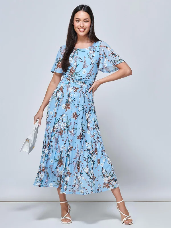 Huge Discounts Gianna Floral Midi Dress, Light Blue