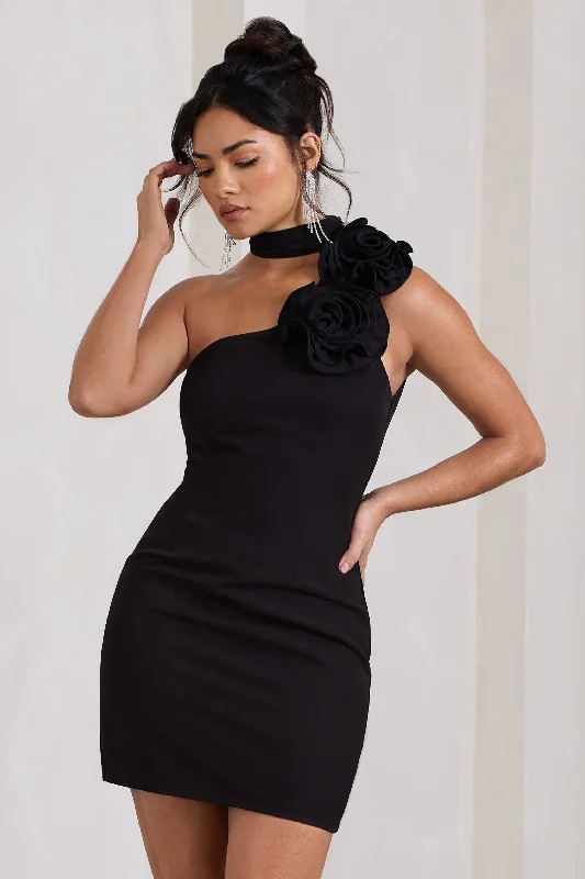 Savings Event The Party | Black Mini Dress With Ruffled Choker