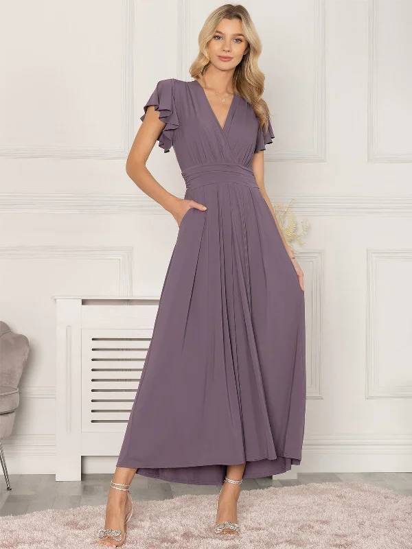 Extra Savings Jolie Moi Airene Cap Sleeve Maxi Dress, Mauve Purple