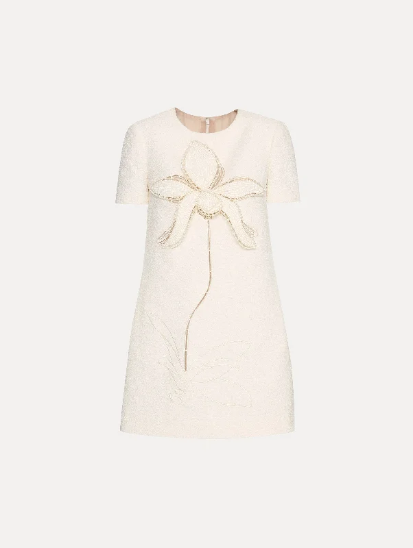 Final Clearance Orchid Embroidered Tweed Shift Dress