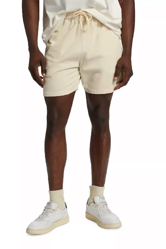 Act Fast Light Weight Cord Shorts In White Beige