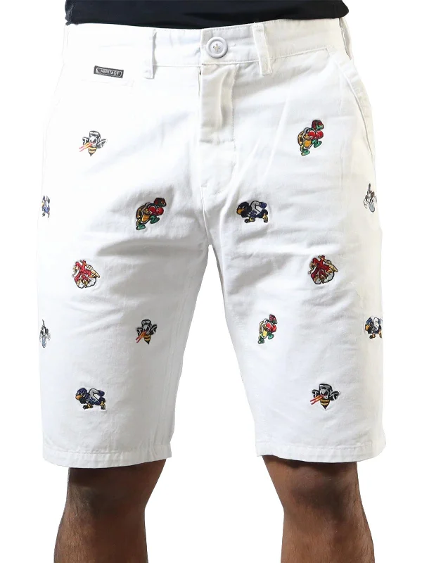New Deals Mens Cotton Embroidered Khaki, Chino Shorts