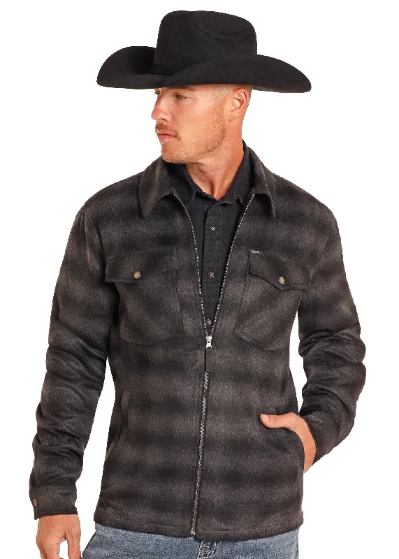 Super Sale Brushed Ombre Plaid Zip Up Jacket